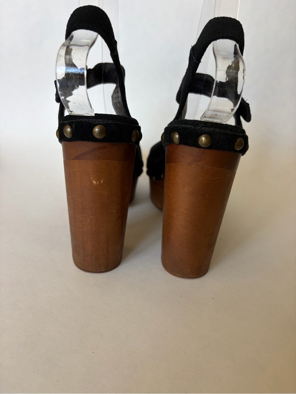 Vintage Y2K Jeffrey Campbell Woodies Splendid suede leather 70s platform heels 7 - Picture 7 of 10